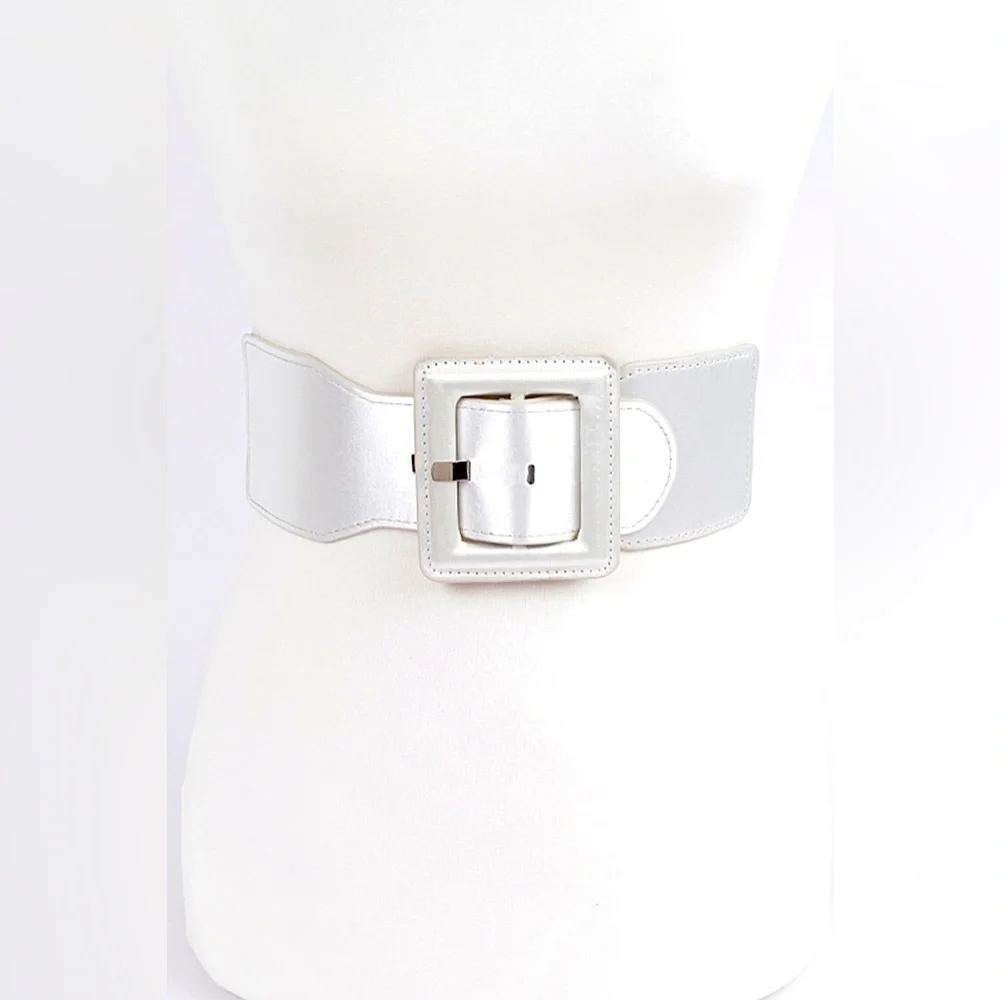Satin Metallic Elastic Waist Statement Belt